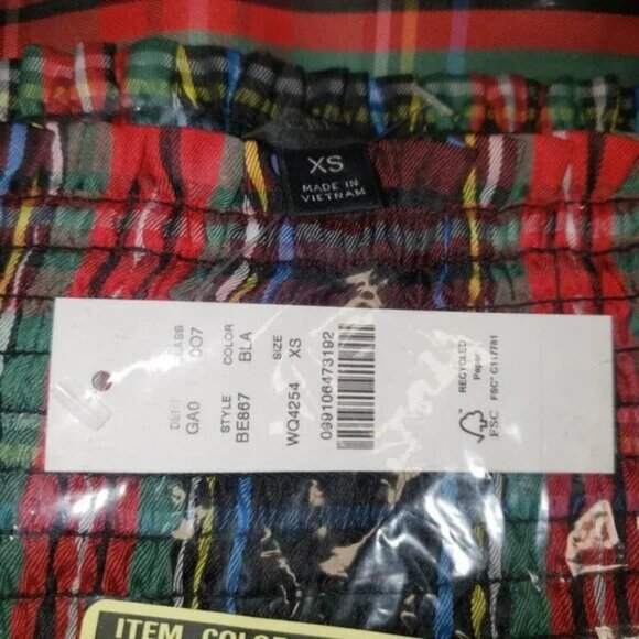 NWT J Crew Green Blue Red Tartan Plaid Fall Crop Peplum Peasant Blouse Top XS - Picture 4 of 5